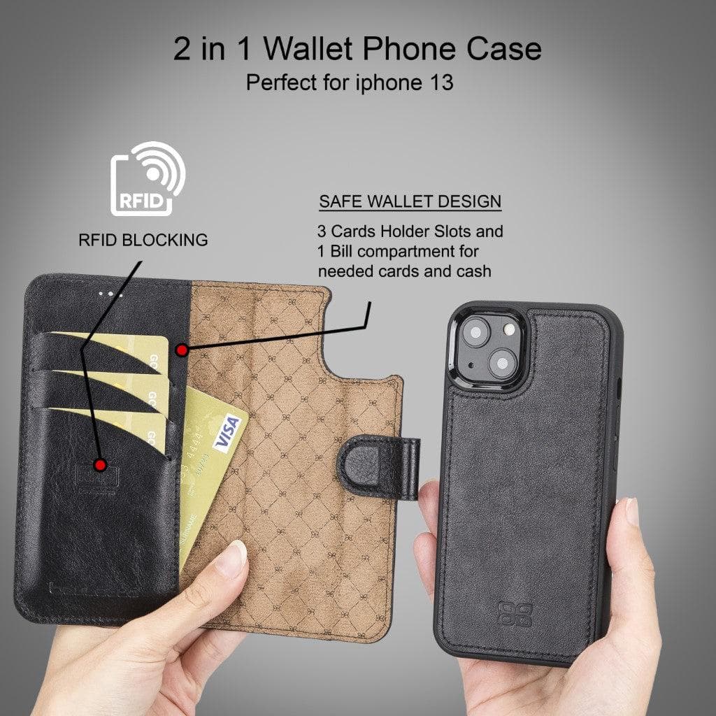 Detachable Leather Wallet Case for Apple iPhone 13 Series Bouletta LTD