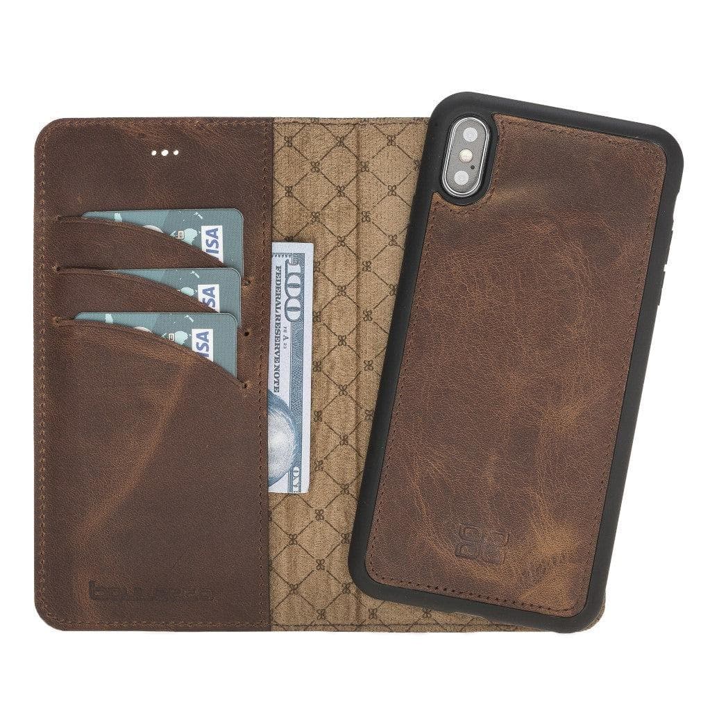 Detachable Leather Wallet Case for Apple iPhone X Series iPhone XR / Antic Brown Bouletta LTD