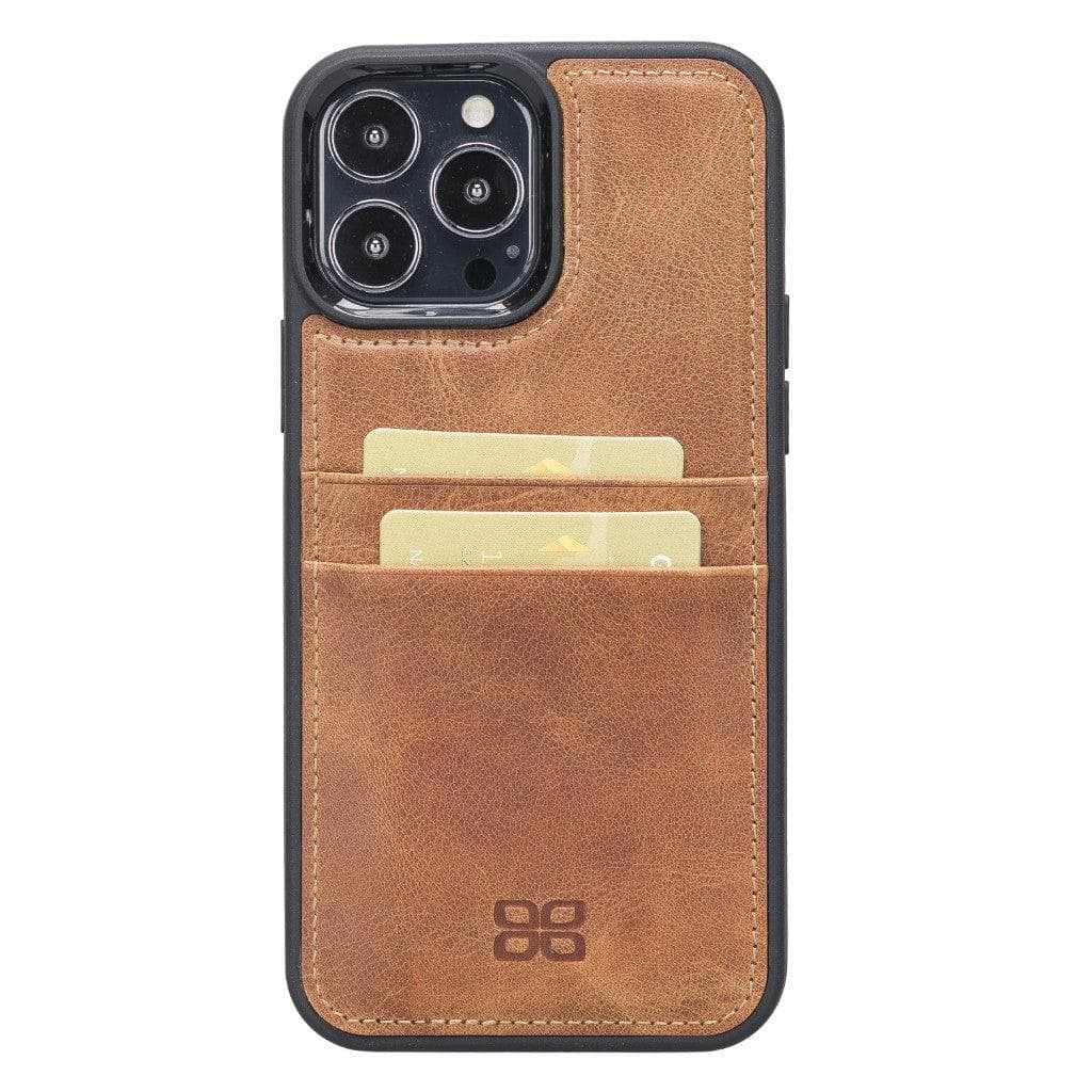 Flexible Leather Back Cover with Card Holder for iPhone 13 Series iPhone 13 Pro Max / Tiguan Tan Bouletta LTD