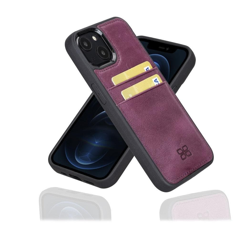 Flexible Leather Back Cover with Card Holder for iPhone 13 Series iPhone 13 / Purple Bouletta LTD