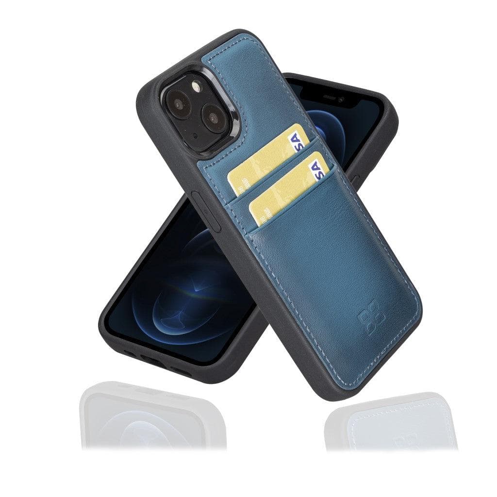 Flexible Leather Back Cover with Card Holder for iPhone 13 Series iPhone 13 / Blue Bouletta LTD