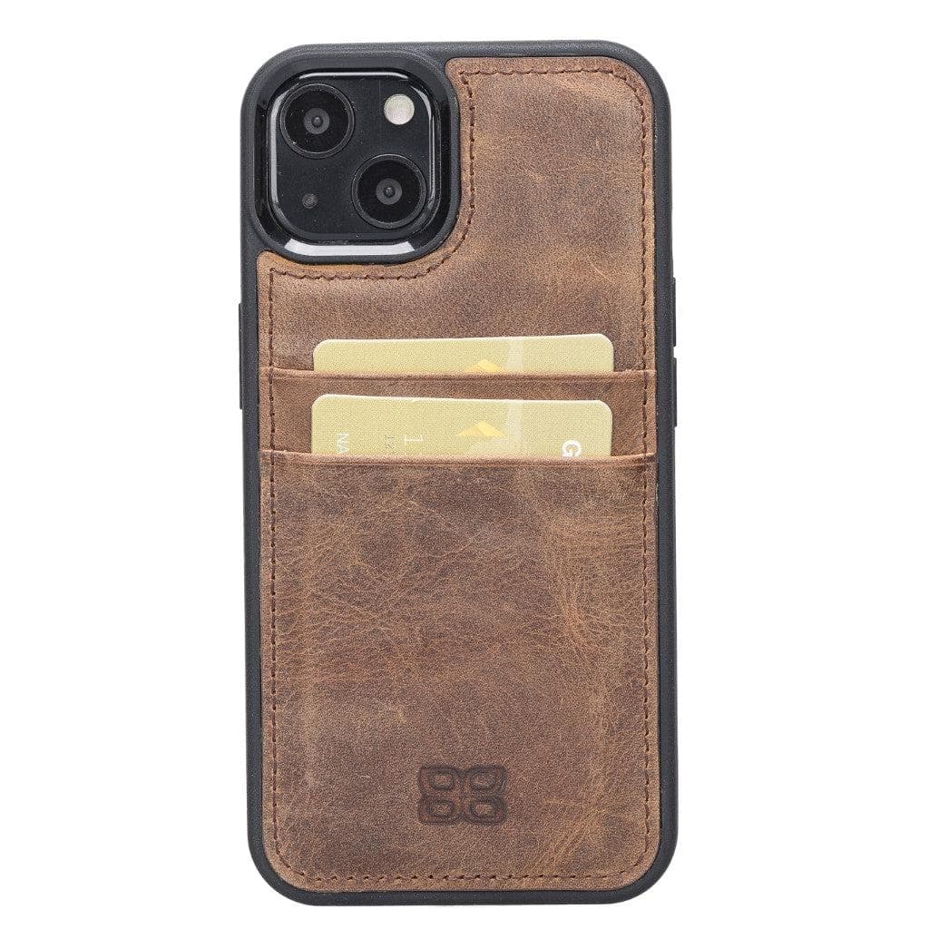 Flexible Leather Back Cover with Card Holder for iPhone 13 Series iPhone 13 / Antic Brown Bouletta LTD