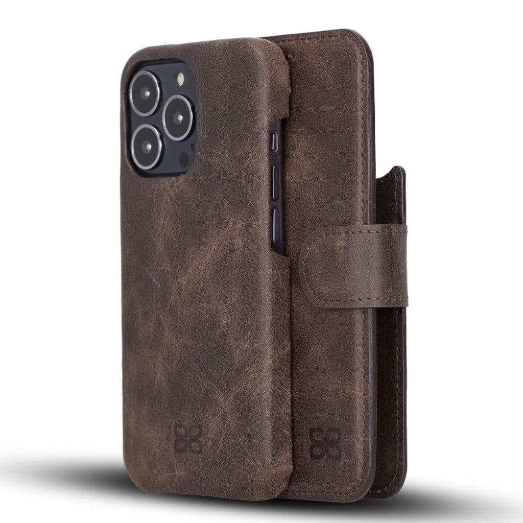 Full Leather Coating Detachable Wallet Case for Apple iPhone 13 Series iPhone 13 Pro Max / Dark Brown Bouletta LTD