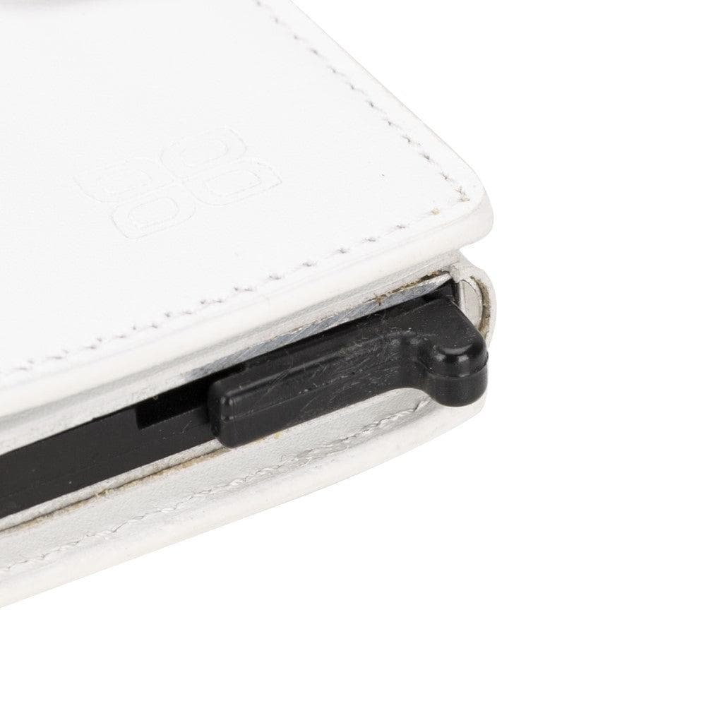 Leather Palertag Zip Mechanical Card Holder White Bouletta