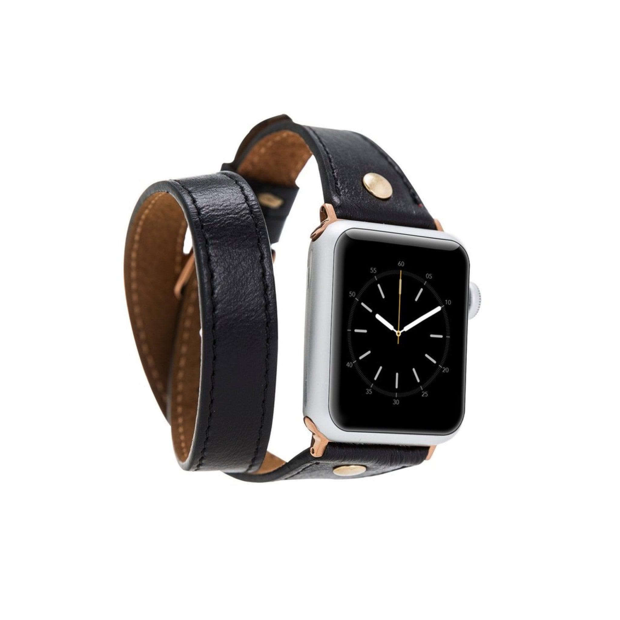 Leeds Double Tour Slim with Gold Bead Apple Watch Leather Straps Bouletta LTD