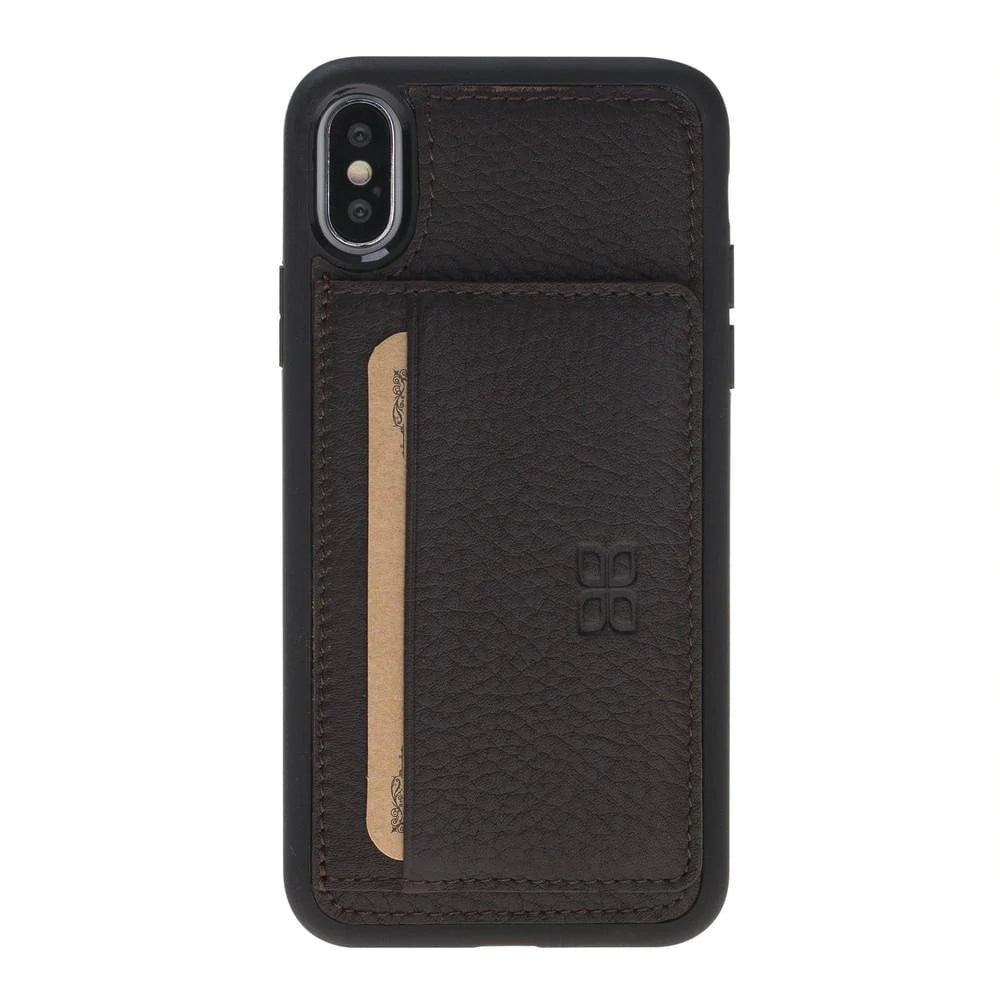 Apple iPhone X and iPhone XS Flexible Leather Back Cover with Stand Flother Brown Bouletta LTD