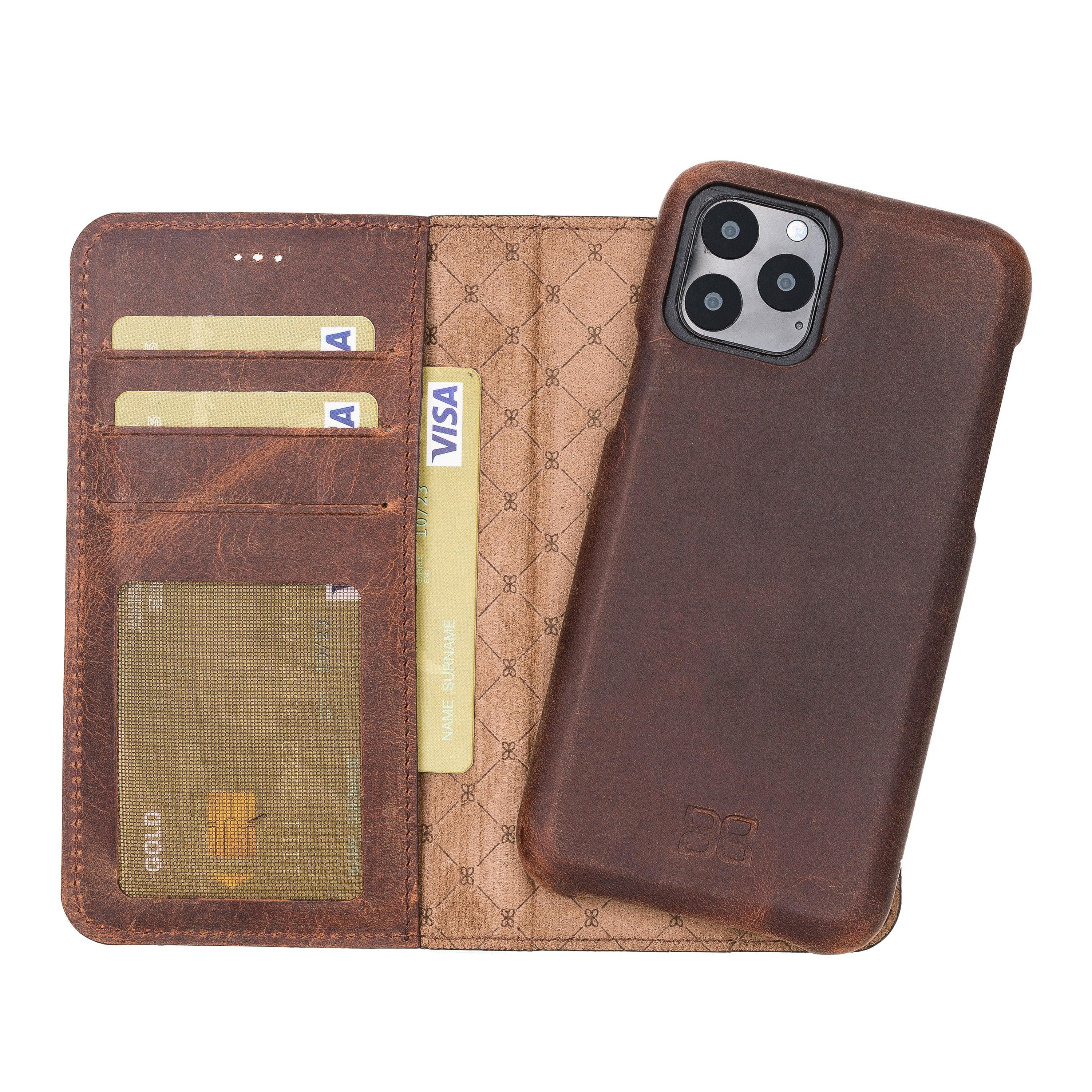 Detachable Fully Covering Leather Wallet Case For Apple iPhone 11 Series iPhone 11 Pro / Antic Brown Bouletta LTD