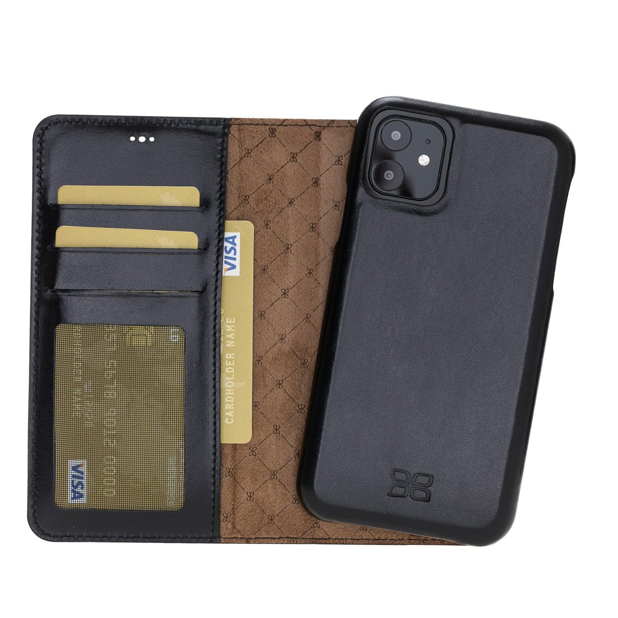 Detachable Fully Covering Leather Wallet Case For Apple iPhone 11 Series iPhone 11 / Black Bouletta LTD