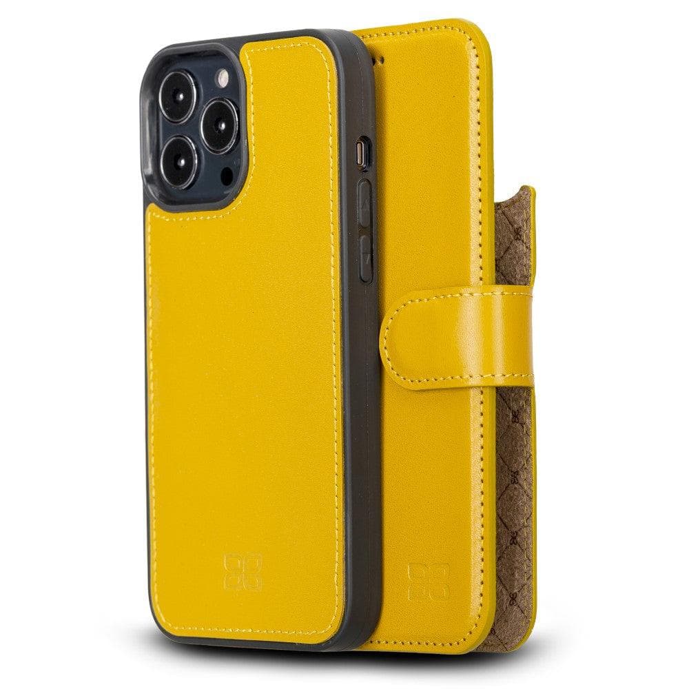 Limited Edition Apple iPhone 13 Pro Max and iPhone 13 Pro Detachable Leather Wallet Case Mustard / iPhone 13 Pro Max 6.7" Bouletta LTD