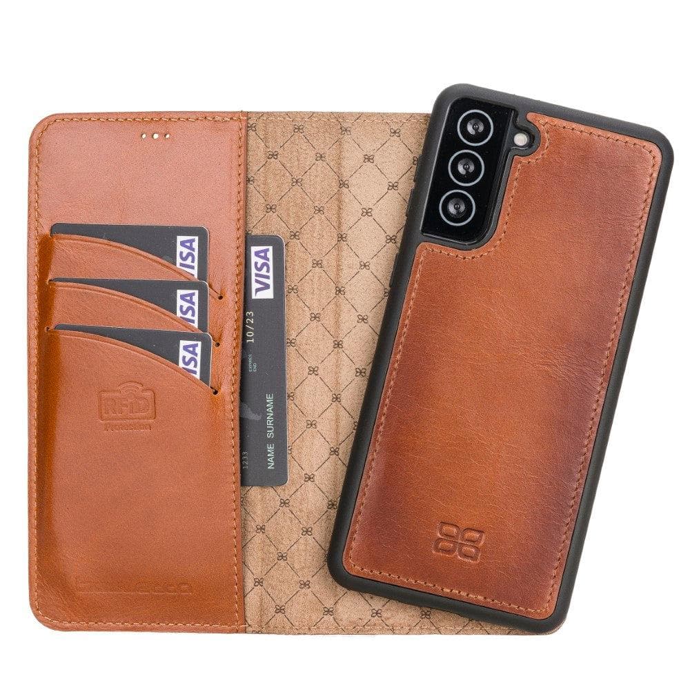 Magnetic Detachable Leather Wallet Cases for Samsung Galaxy S21 Series S21 6.2" / Tan Bouletta LTD