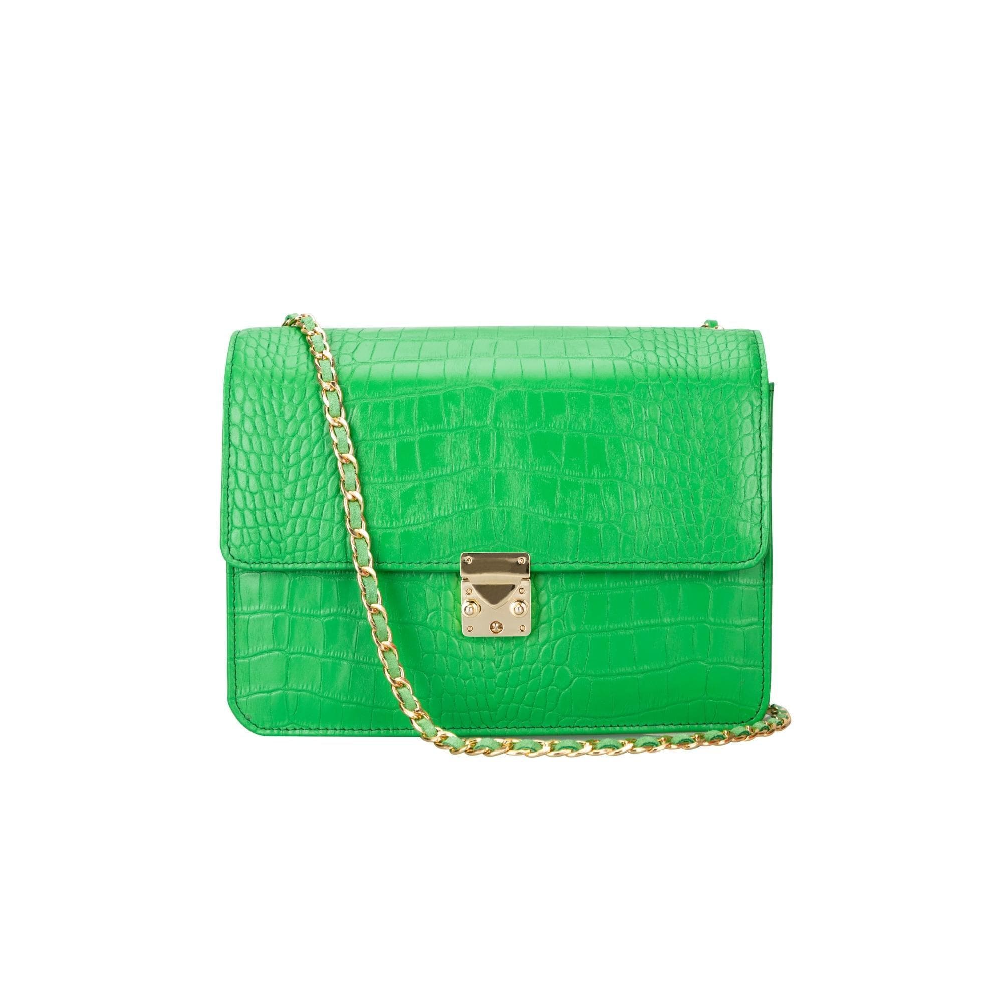 Oxi Geniune Leather Women’s Bag Lime Green Croc Bouletta B2B
