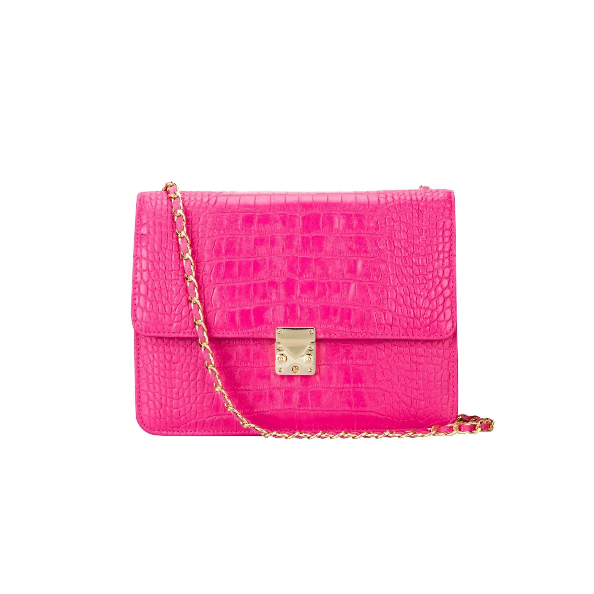 Oxi Geniune Leather Women’s Bag Cerise Pink Croc Bouletta B2B