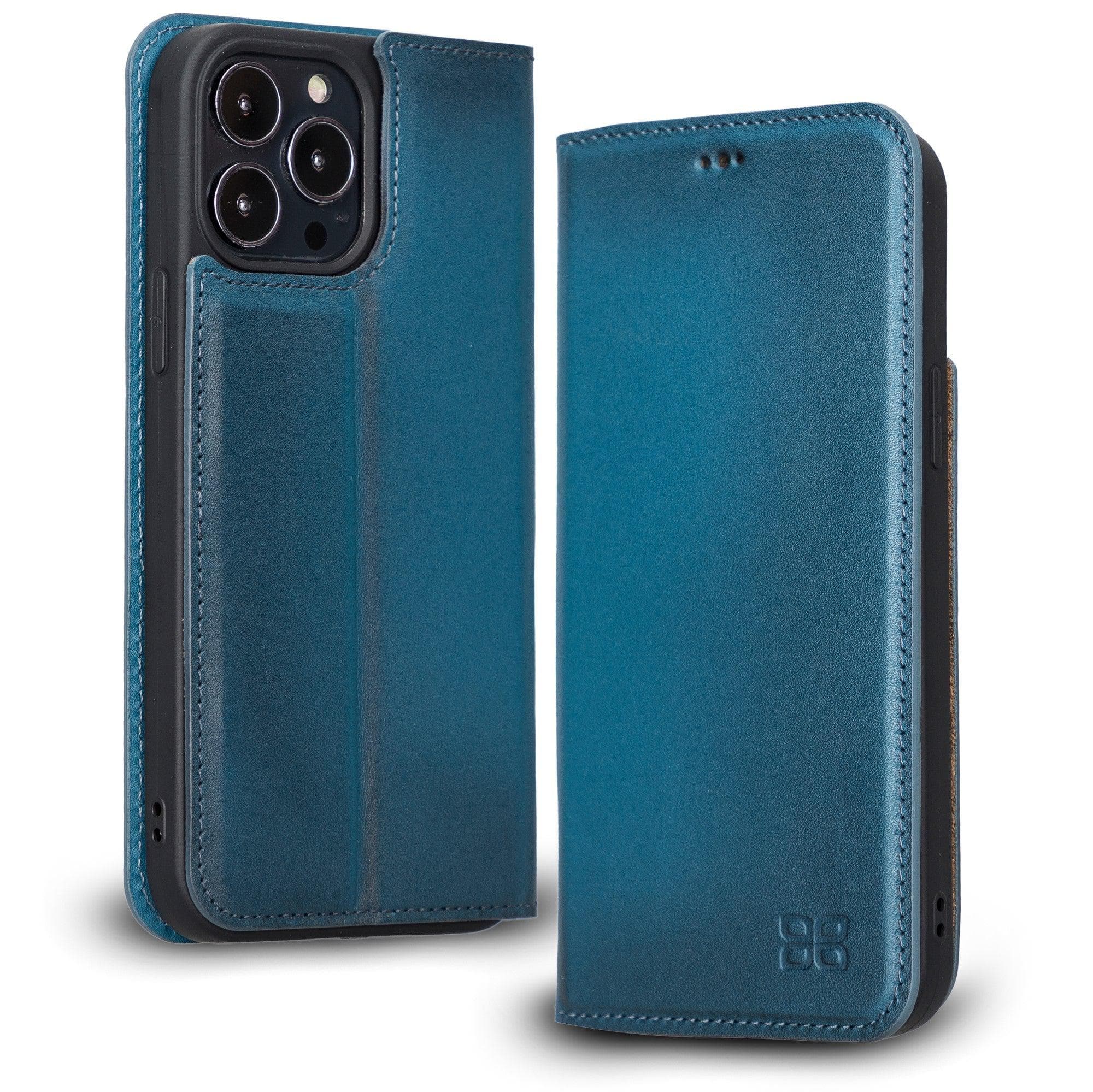 Brooks Leather Slim Wallet Case for Apple iPhone 13 Series iPhone 13 Pro Max / Blue Bouletta LTD