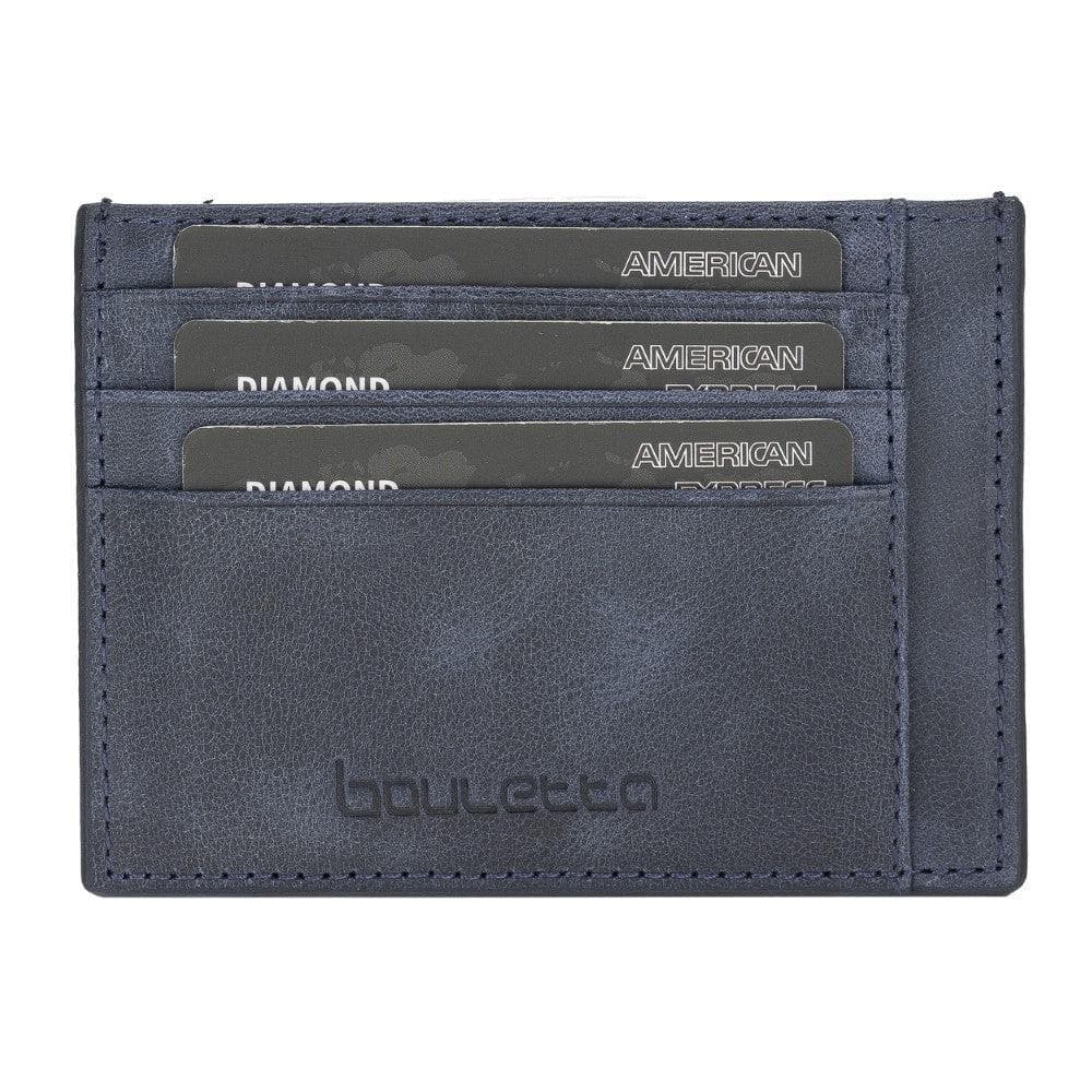 Handmade and Personalized Minimaalist Geniuine Leather Card Holder - BLWL18 Dark Blue Bouletta LTD