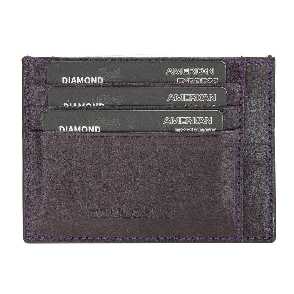 Handmade and Personalized Minimaalist Geniuine Leather Card Holder - BLWL18 Vegetal Purple Bouletta LTD